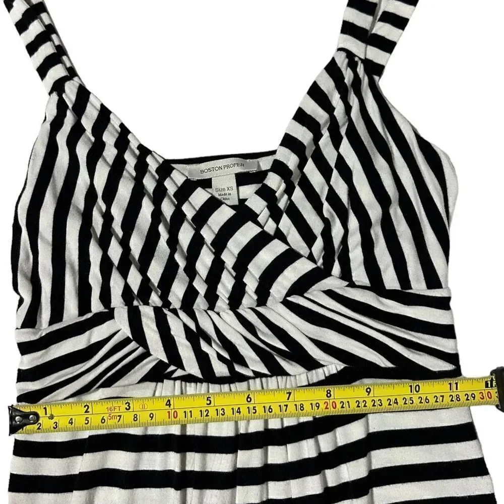 Boston Proper Women’s Black & White Stripped Maxi Dress Size XS